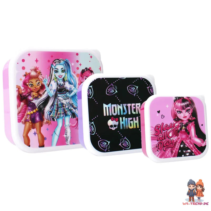 Monster High Mädchen 4 tlg. Kinder Lunch Set Brotdose plus 3 Snackboxen - WS-Trend.de