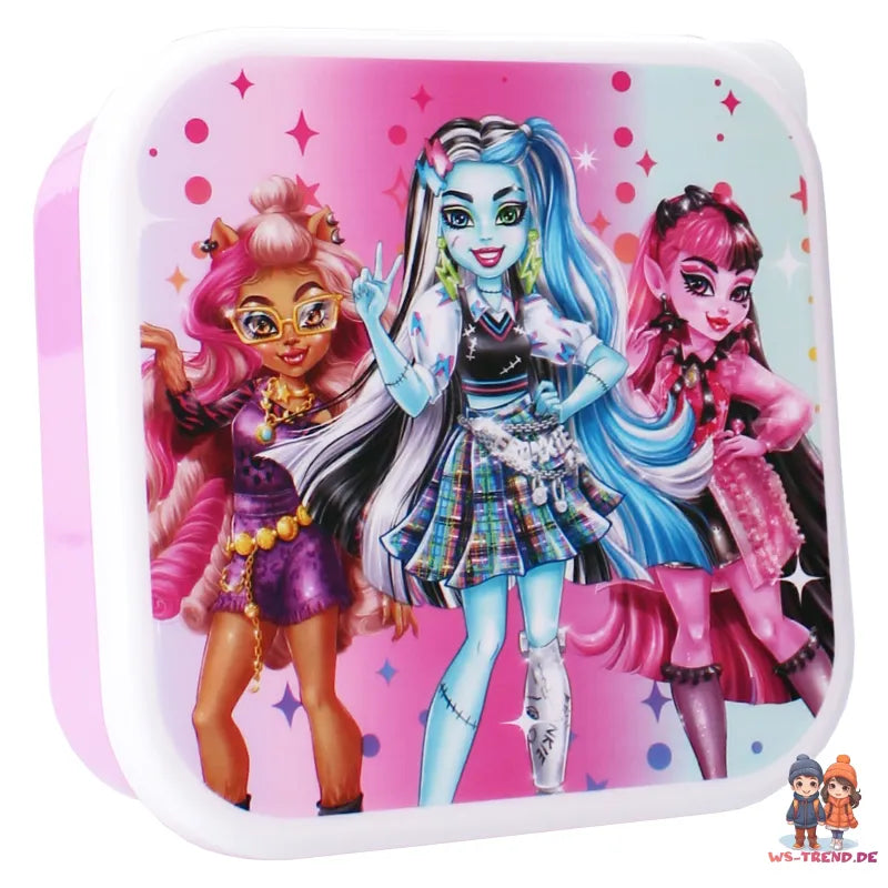 Monster High Mädchen 4 tlg. Kinder Lunch Set Brotdose plus 3 Snackboxen - WS-Trend.de