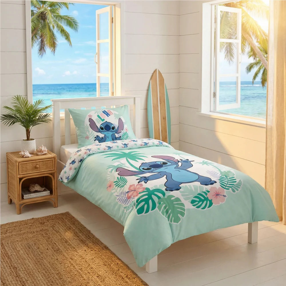 Disney Stitch Blau Kinder Mikrofaser Bettwäsche 2tlg. Set 135-140x200 65x65 - WS-Trend.de Baumwolle