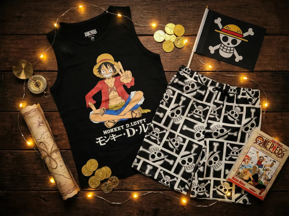 Anime One Piece Ruffy Jungen Schlafanzug Pyjama Shirt Shorts - WS-Trend.de