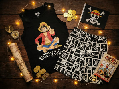 Anime One Piece Ruffy Jungen Schlafanzug Pyjama Shirt Shorts - WS-Trend.de
