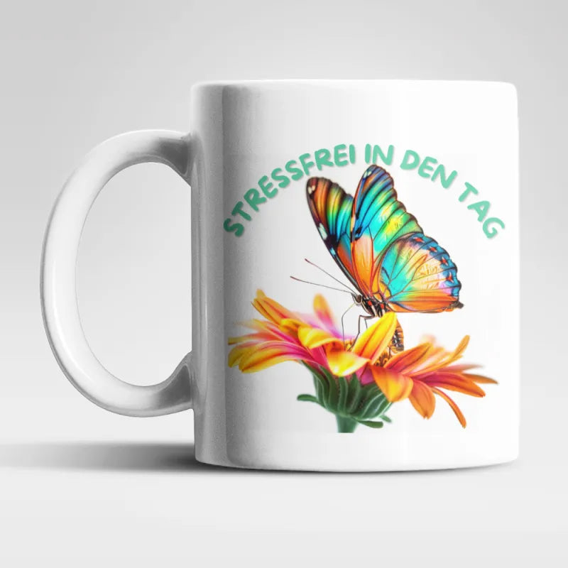 Stressfrei Schmetterling Butterfly Kaffeetasse Teetasse Tasse Geschenkidee - WS-Trend.de