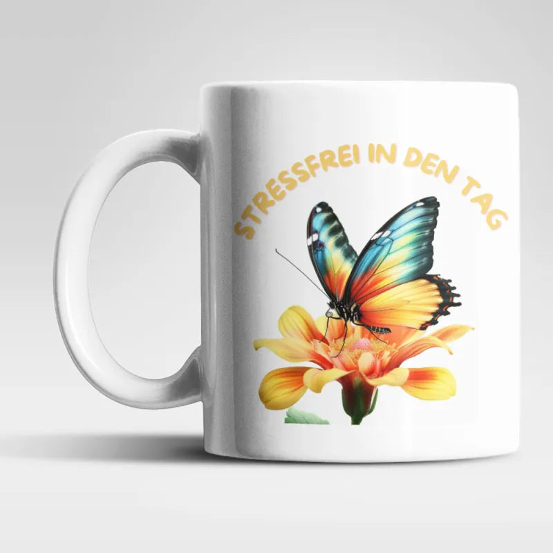 Stressfrei Schmetterling Butterfly Kaffeetasse Teetasse Tasse Geschenkidee - WS-Trend.de