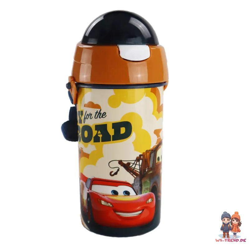 Disney Cars Lightning McQueen Wasserflasche Flasche mit Trinkhalm Gurt 500 ml - WS-Trend.de