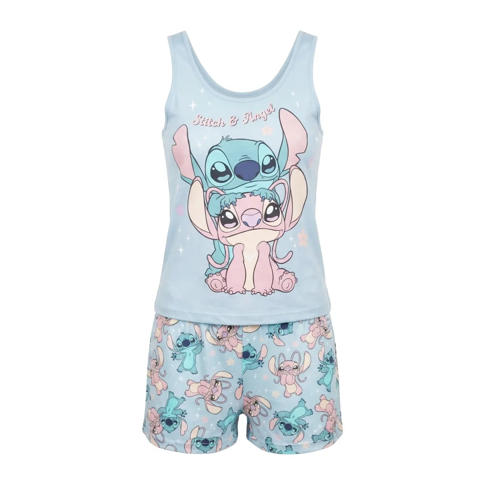 Disney Stitch Angel Damen kurzarm Pyjama Shorts Shirt - WS-Trend.de
