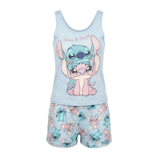 Disney Stitch Angel Damen kurzarm Pyjama Shorts Shirt - WS-Trend.de