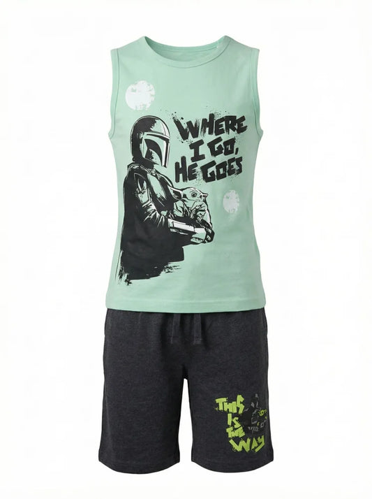 Star Wars Mandalorian Yoda Jungen Schlafanzug Pyjama Shirt Shorts - WS-Trend.de