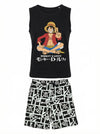 Anime One Piece Ruffy Jungen Schlafanzug Pyjama Shirt Shorts
