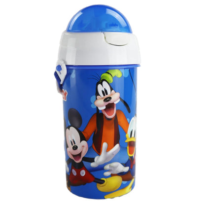 Disney Mickey Maus und Freunde Wasserflasche Flasche mit Trinkhalm Gurt 500 ml - WS-Trend.de