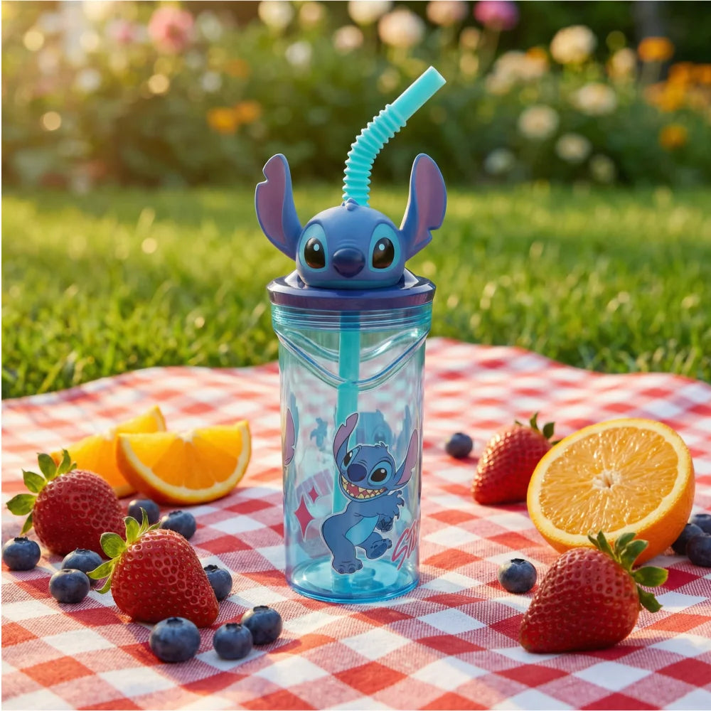 Disney Stitch 3D Deckel Kinder Trinkbecher Becher mit integriertem Halm 360 ml - WS-Trend.de