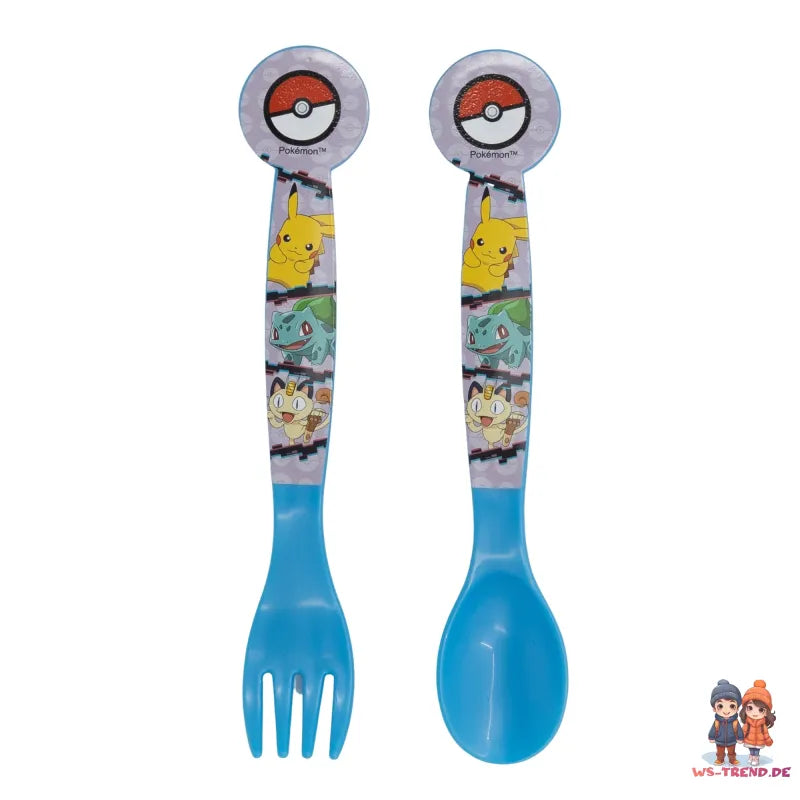 Pokemon Kinder 4 tlg. Set 3 Kammern Brotdose Gabel Löffel Alu-Flasche - WS-Trend.de