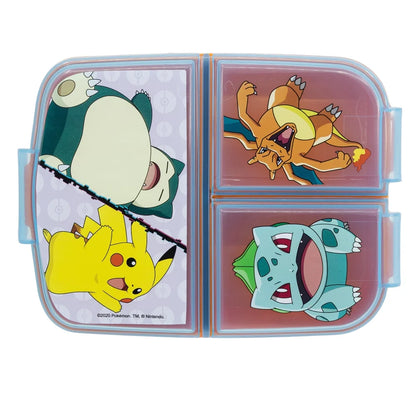 Pokemon Kinder 4 tlg. Set 3 Kammern Brotdose Gabel Löffel Alu-Flasche - WS-Trend.de