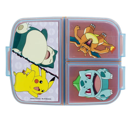 Pokemon Pikachu Kinder 4 tlg. Set 3 Kammern Brotdose Gabel Löffel XL Alu-Flasche - WS-Trend.de