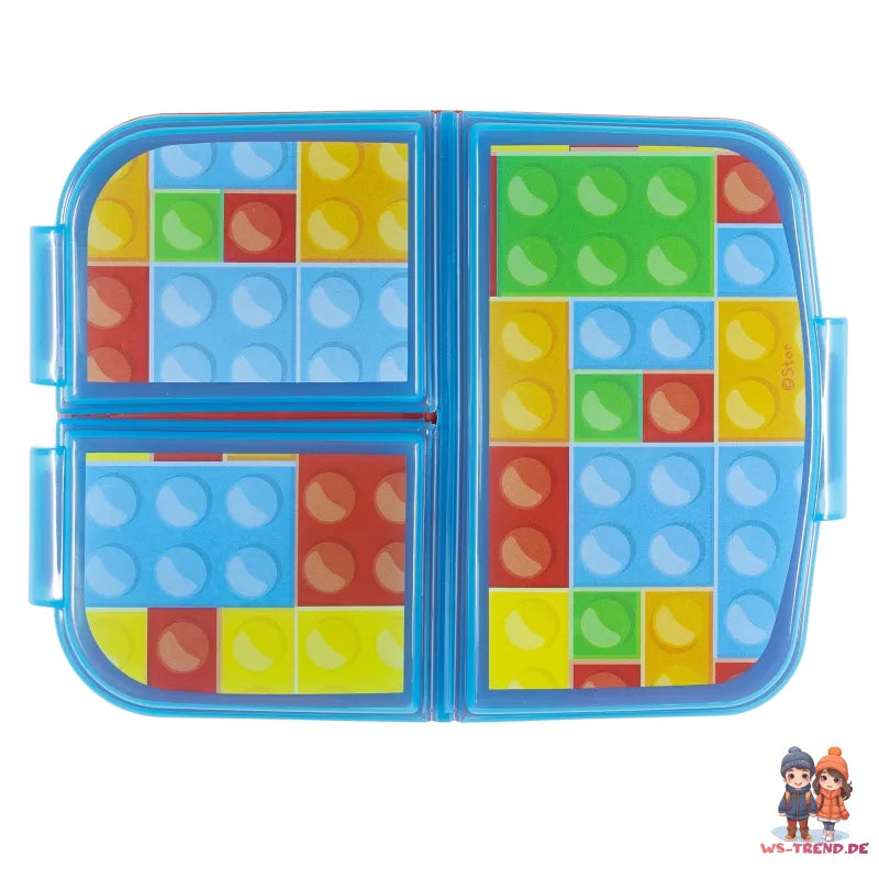 Klemmbausteine Kinder 2 teiliges Set Brotdose mit 3 Kammern plus Becher - WS-Trend.de