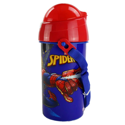 Marvel Spiderman Trinkflasche Flasche mit Trinkhalm Gurt 500 ml - WS-Trend.de Wasserflasche