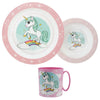 Kleines Einhorn Unicorn Kinder Geschirr-Set 3 tlg Teller Schüssel Becher 350 ml