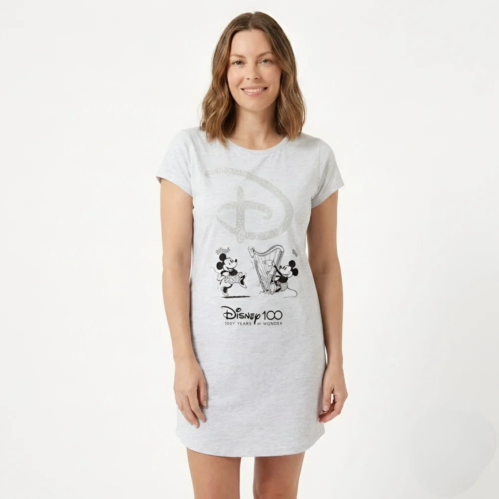 Disney 100 Years Mickey und Minnie Maus Damen kurzarm Schlafshirt - WS-Trend.de S-XL
