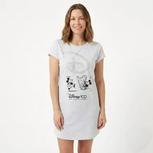 Disney 100 Years Mickey und Minnie Maus Damen kurzarm Schlafshirt - WS-Trend.de S-XL