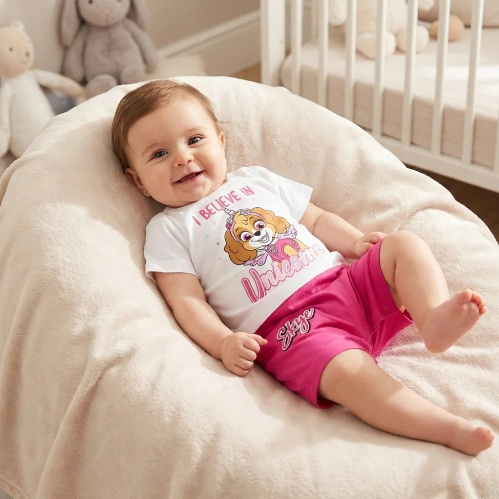 Paw Patrol Mädchen Baby Kurzarm Body Strampler - WS-Trend.de Schlafanzug Gr. 62 bis 92 Skye