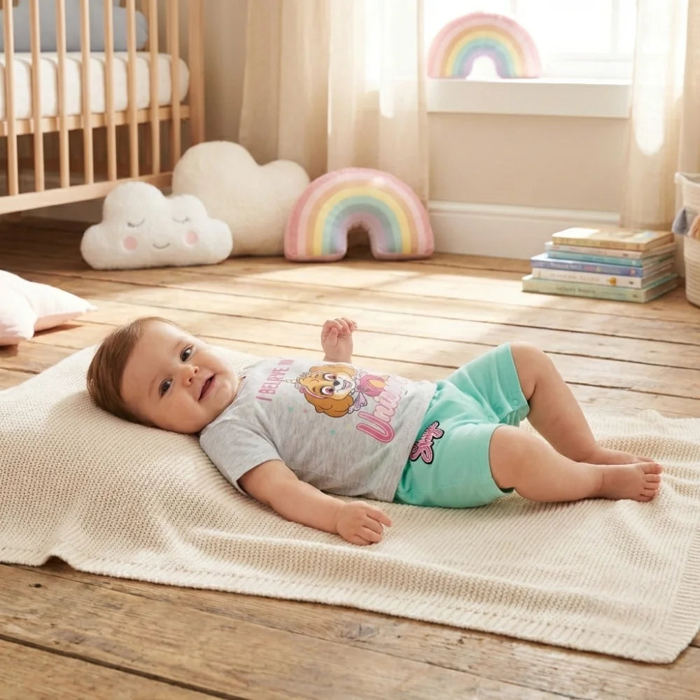 Paw Patrol Mädchen Baby Kurzarm Body Strampler - WS-Trend.de Schlafanzug Gr. 62 bis 92 Skye