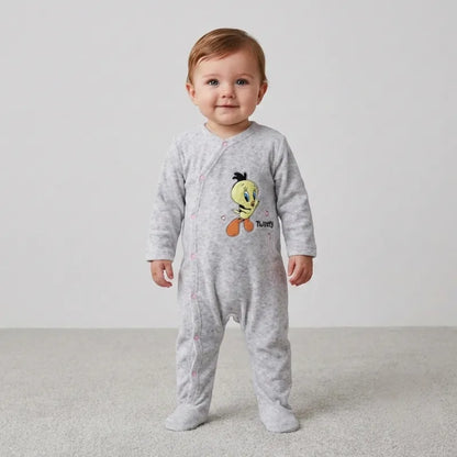 Looney Tunes Tweety Baby Kleinkind Velour Body Strampler Einteiler - WS-Trend.de Gr. 62 - 92