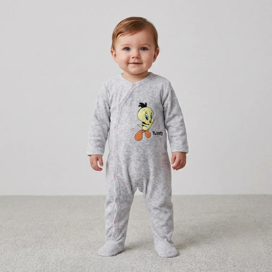 Looney Tunes Tweety Baby Kleinkind Velour Body Strampler Einteiler - WS-Trend.de Gr. 62 - 92