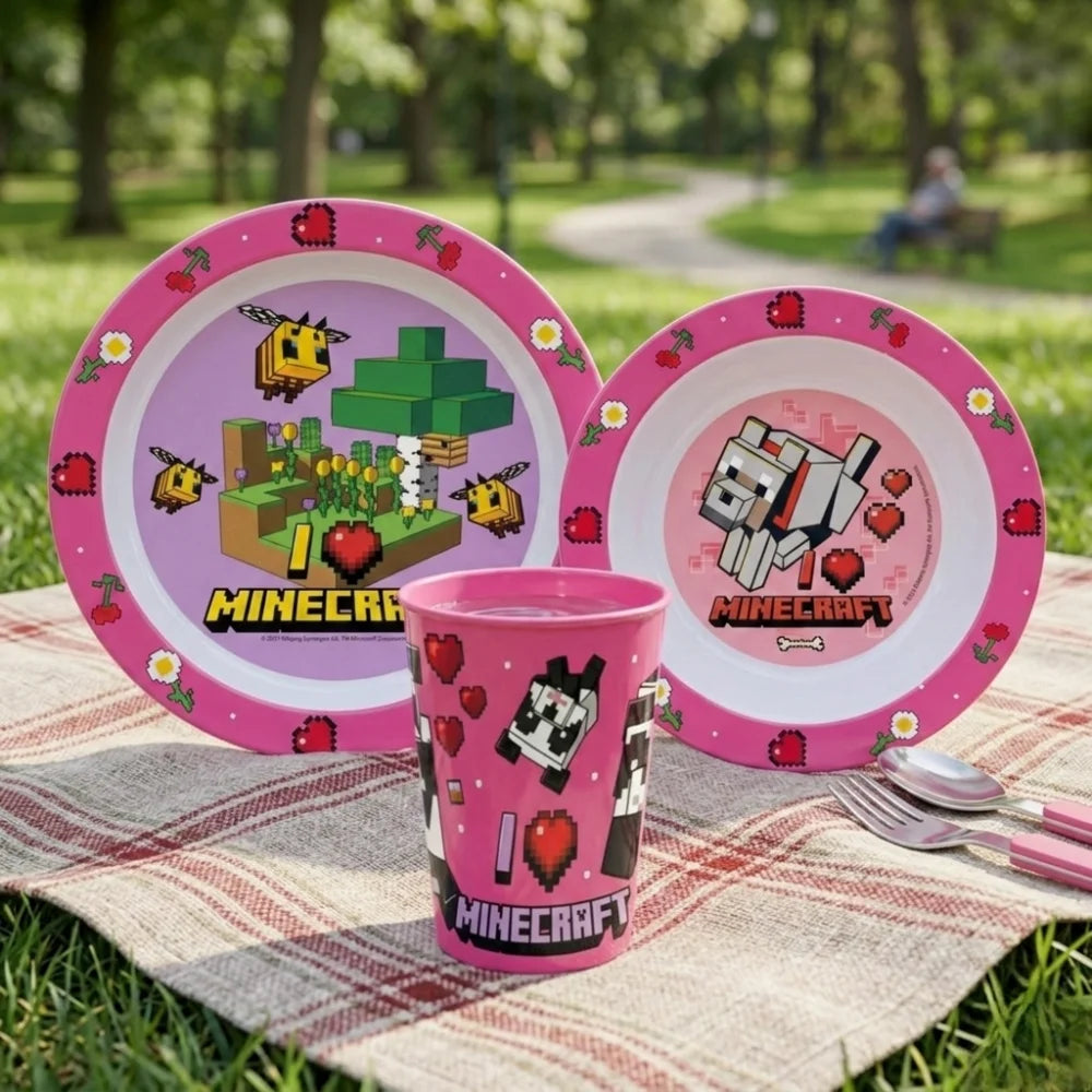 Minecraft Creeper Kinder Geschirr-Set 3 teilig Becher Teller Schüssel - WS-Trend.de