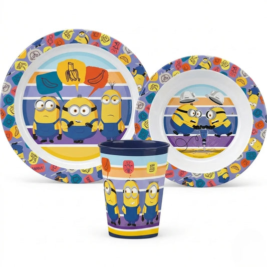 Die Minions Kinder Geschirr-Set 3 teilig Becher 260 ml Teller Schüssel - WS-Trend.de