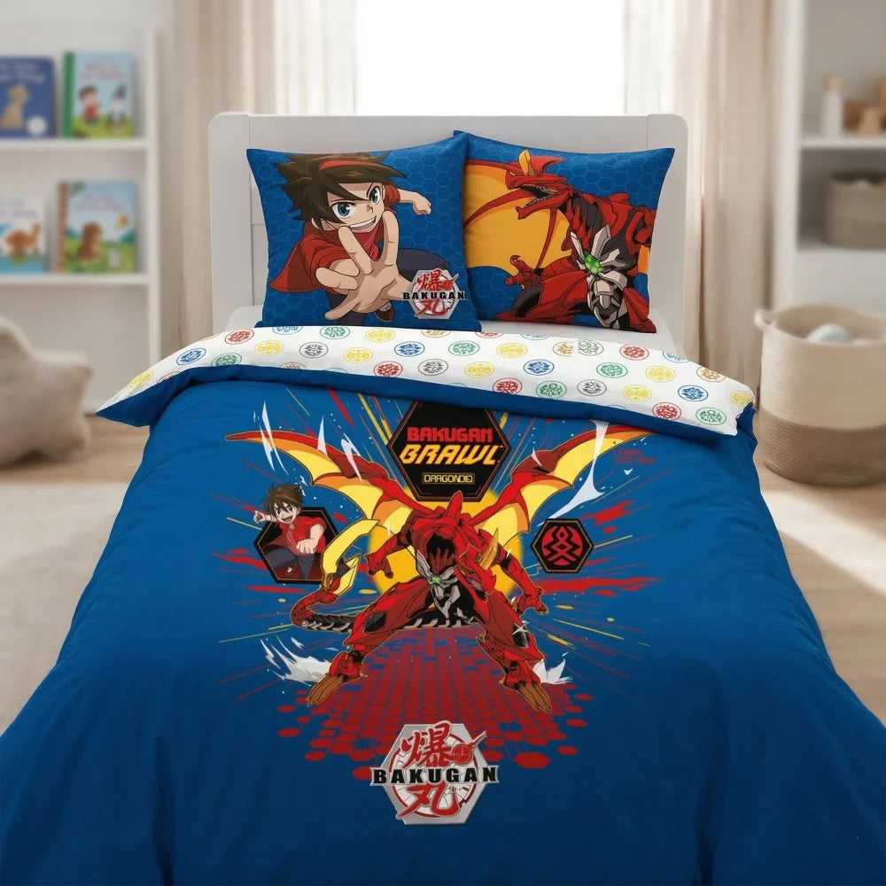Anime Bakugan Mikrofaser Kinder Bettwäsche Set 135/140x200 - WS-Trend.de
