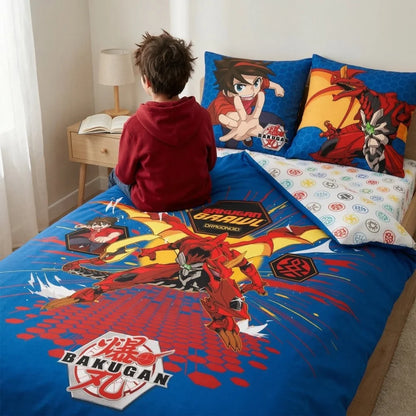 Anime Bakugan Mikrofaser Kinder Bettwäsche Set 135/140x200 - WS-Trend.de