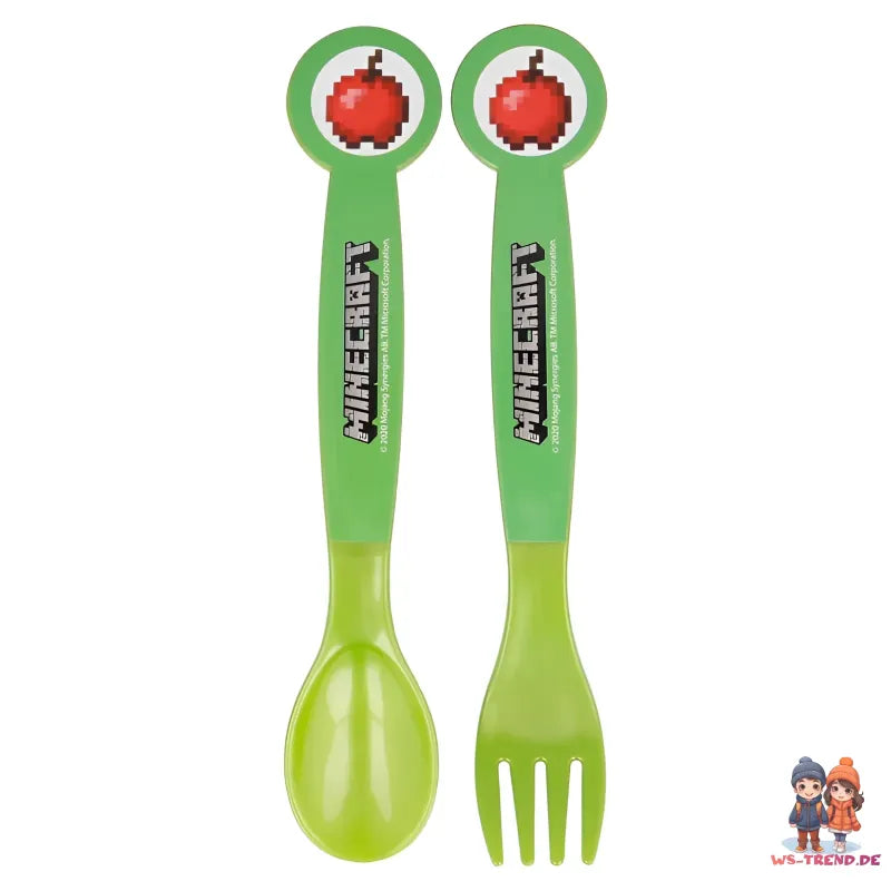 Minecraft Kinder 4 tlg. Set 3 Kammern Brotdose - Gabel Löffel Flasche - WS-Trend.de - Creeper