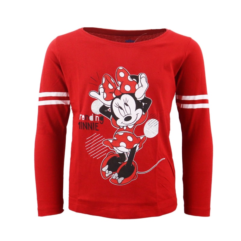 Disney Minnie Maus Kinder langarm T-Shirt - WS-Trend.de Shirt Mädchen 104 - 134 Baumwolle Rot Schwarz