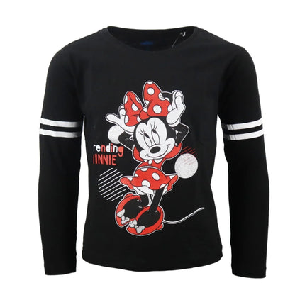 Disney Minnie Maus Kinder langarm T-Shirt - WS-Trend.de Shirt Mädchen 104 - 134 Baumwolle Rot Schwarz