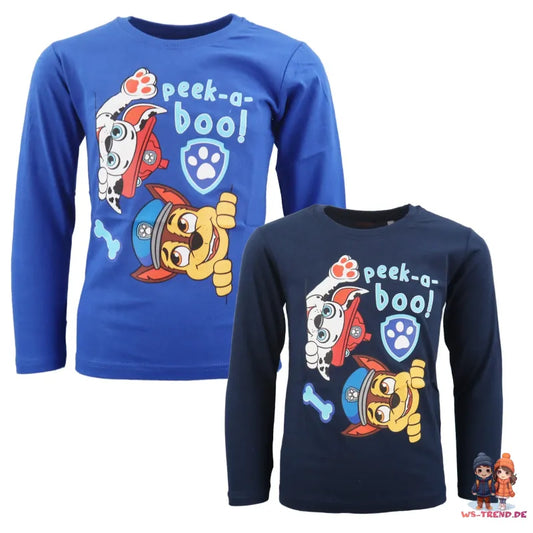 Paw Patrol Chase Marshall Kinder langarm Shirt - WS-Trend.de Jungen Langarmshirt 98-128 Baumwolle