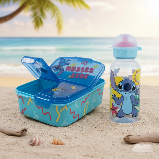 Disney Stitch 2 tlg. Lunch Set Brotdose mit 3 Kammern Trinkflasche 370 ml - WS-Trend.de
