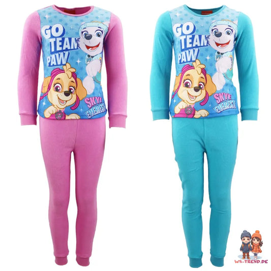 Paw Patrol Mädchen Kinder Fleece Schlafanzug Pyjama lang - WS-Trend.de Nachtwäsche 92 - 128