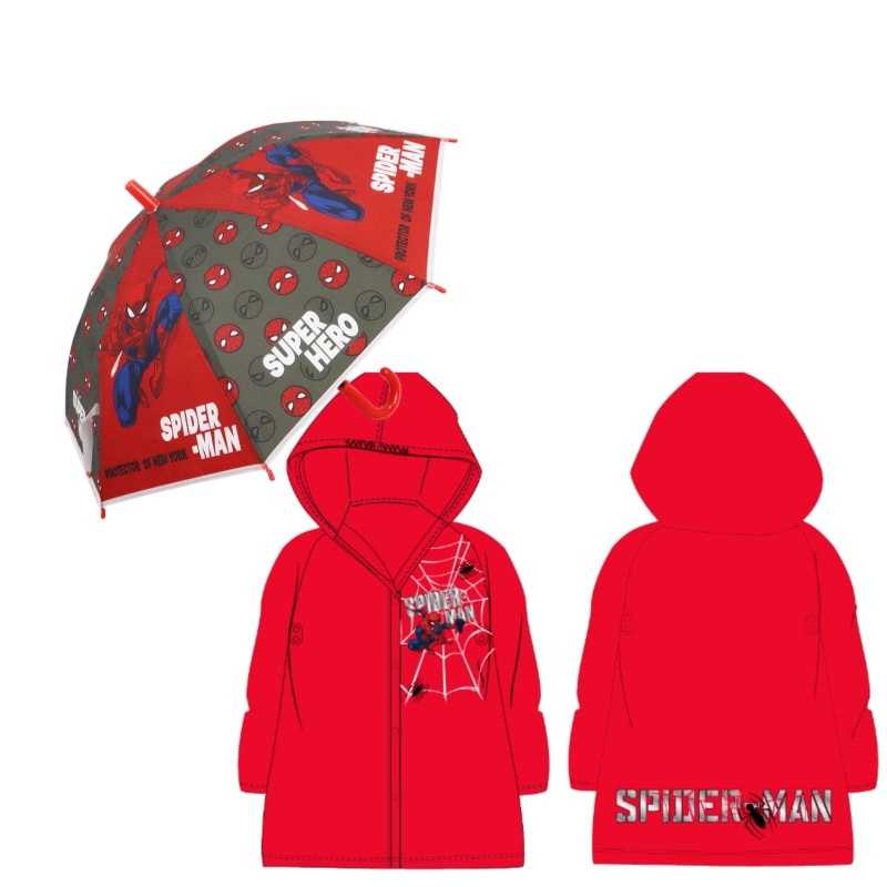 Marvel Spiderman Kinder Regenschirm plus Regenponcho - WS-Trend.de 104-134