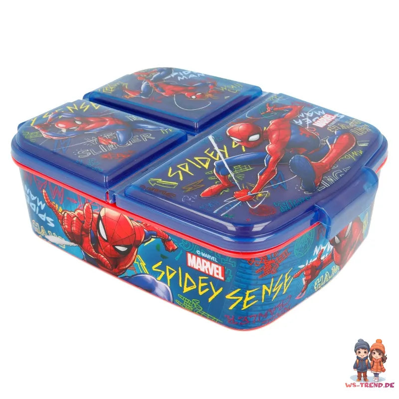 Marvel Spiderman 2 teiliges Kinder Set 3 Kammern Brotdose Alu Trinkflasche 400 ml - WS-Trend.de