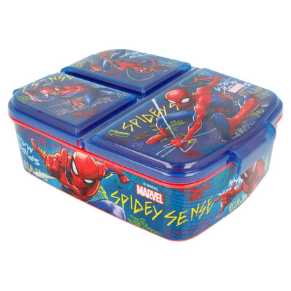 Marvel Spiderman 2 teiliges Kinder Set 3 Kammern Brotdose Alu Trinkflasche 400 ml - WS-Trend.de