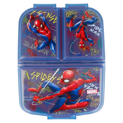 Marvel Spiderman 2 teiliges Kinder Set 3 Kammern Brotdose Alu Trinkflasche 400 ml - WS-Trend.de