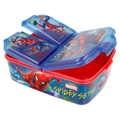 Marvel Spiderman 2 teiliges Kinder Set 3 Kammern Brotdose Alu Trinkflasche 400 ml - WS-Trend.de