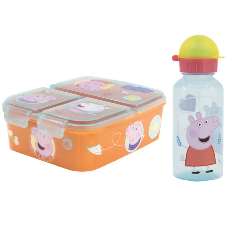 Peppa Wutz Pig 2 teiliges Kinder Set 3 Kammern BrotdoseTrinkflasche 370 ml - WS-Trend.de