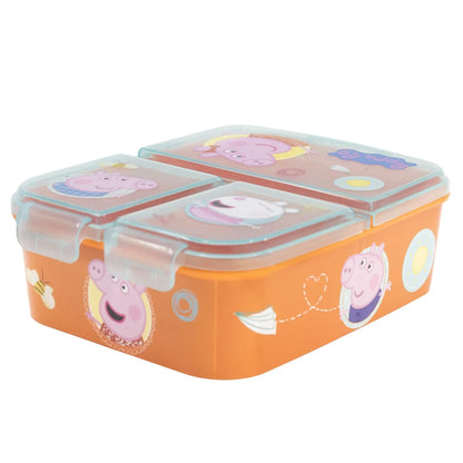 Peppa Wutz Pig 4 teiliges Kinder Set 3 Kammern Brotdose Alu-Trinkflasche Besteck - WS-Trend.de