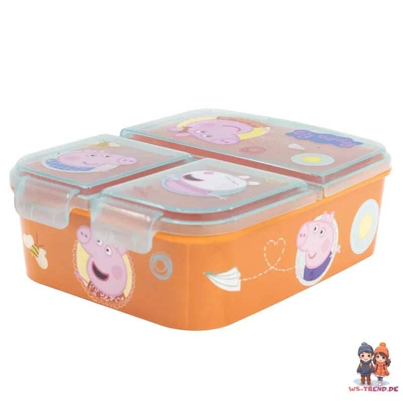 Peppa Wutz Pig 2 teiliges Kinder Set 3 Kammern BrotdoseTrinkflasche 370 ml - WS-Trend.de