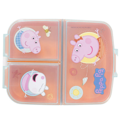 Peppa Wutz Pig 4 teiliges Kinder Set 3 Kammern Brotdose Alu-Trinkflasche Besteck - WS-Trend.de