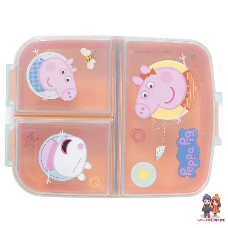 Peppa Wutz Pig 2 teiliges Kinder Set 3 Kammern BrotdoseTrinkflasche 370 ml - WS-Trend.de