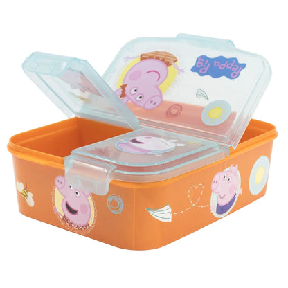 Peppa Wutz Pig 4 teiliges Kinder Set 3 Kammern Brotdose Alu-Trinkflasche Besteck - WS-Trend.de