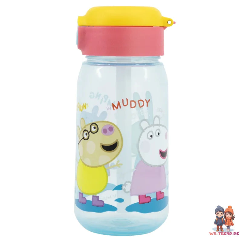 Peppa Pig Wutz Sportflasche Wasserflasche Trinkflasche Flasche Halm 510 ml - WS-Trend.de