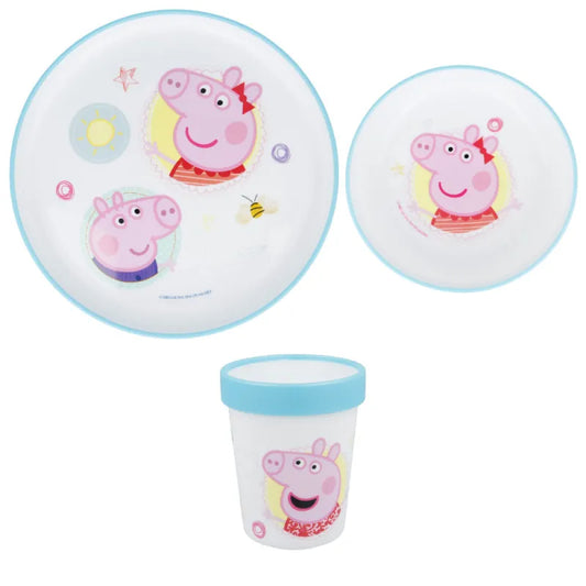 Peppa Wutz Pig George Kinder Geschirr-Set 3 teilig Becher Teller Schüssel - WS-Trend.de