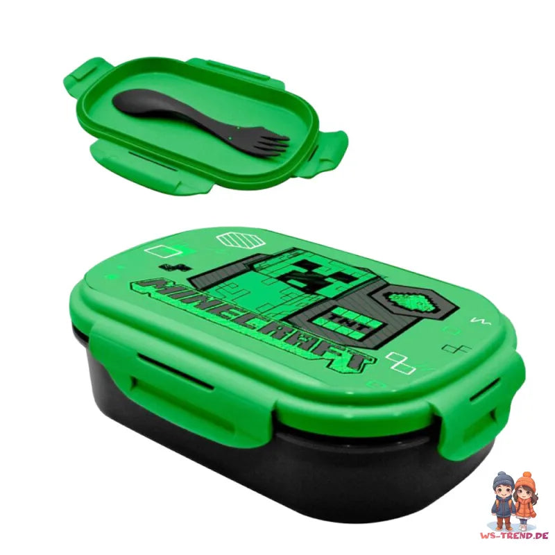 Minecraft Creeper Kinder 3 tlg Lunch Set Brotdose Alu-Trinkflasche 500 ml - WS-Trend.de